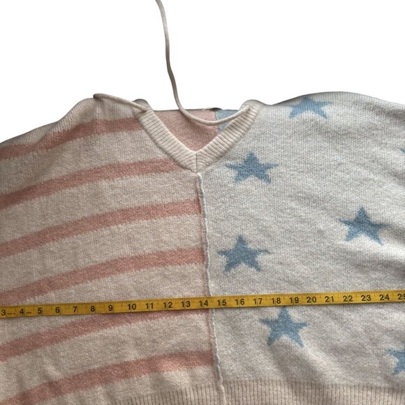 POL Bohemian Style American Flag-Inspired Pullover Hoodie Sweater Size M - Picture 9 of 12